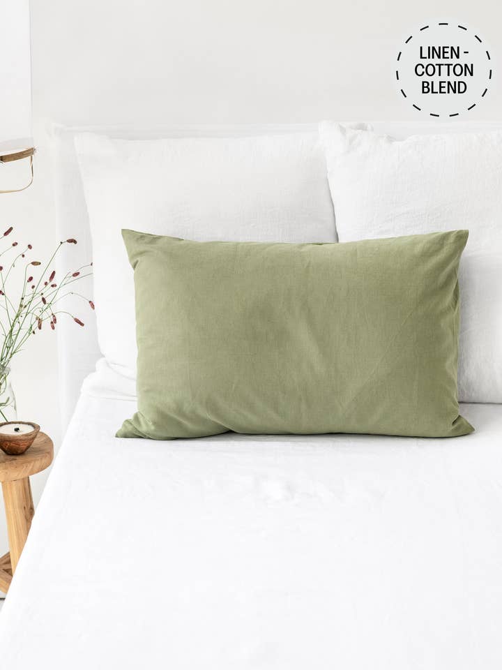 Sage linen-cotton pillowcase for wholesale by MagicLinen (We handle U.S. import procedures for you)