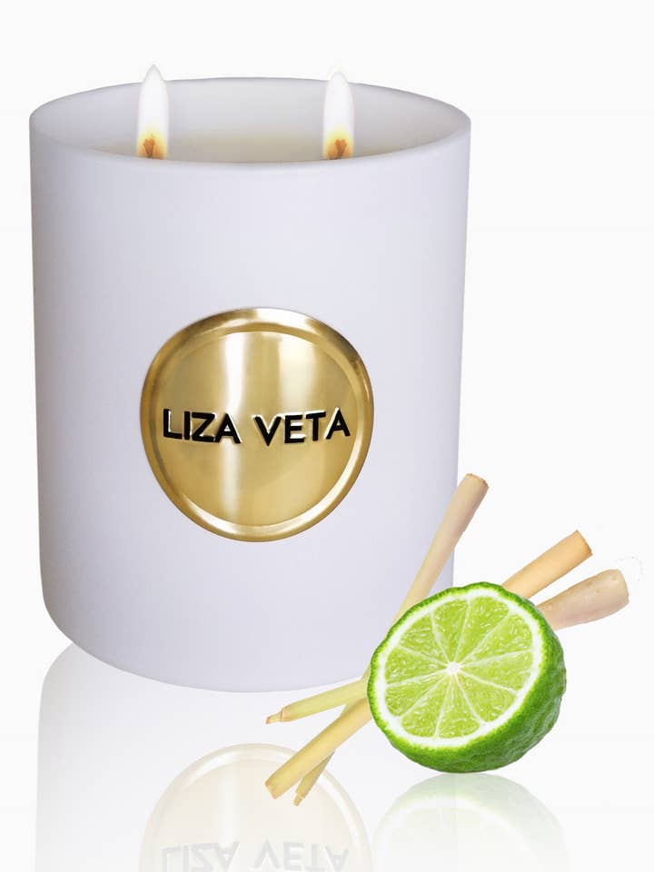 Vela aromática de limoncillo y bergamota, color blanco mate para venta al por mayor de LIZA VETA