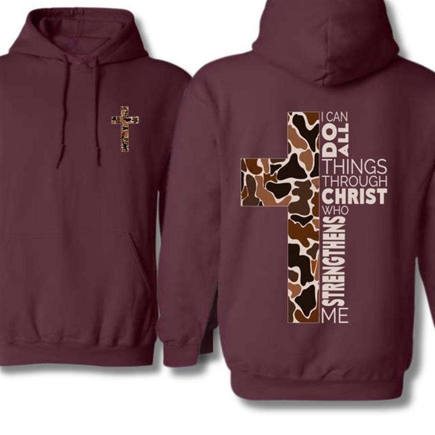 TheKingShirt - Wholesale Graphic Sweatshirt - Women's - Christian 2-Sided Hoodie Camo Cross Design Philippians Verse3