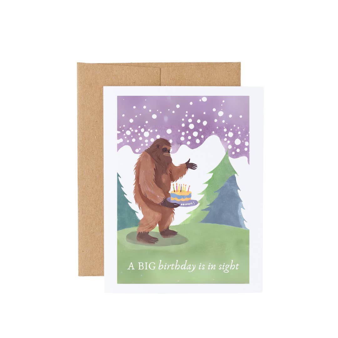 Cryptic Paper Co. - Wholesale Birthday card - A BIG birthday is in sight Bigfoot Birthday Card