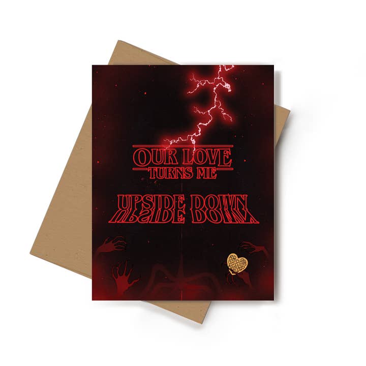 Upside Down Love Valloween Valentine's Day Greeting Card for wholesale by Spooky Glam Paper