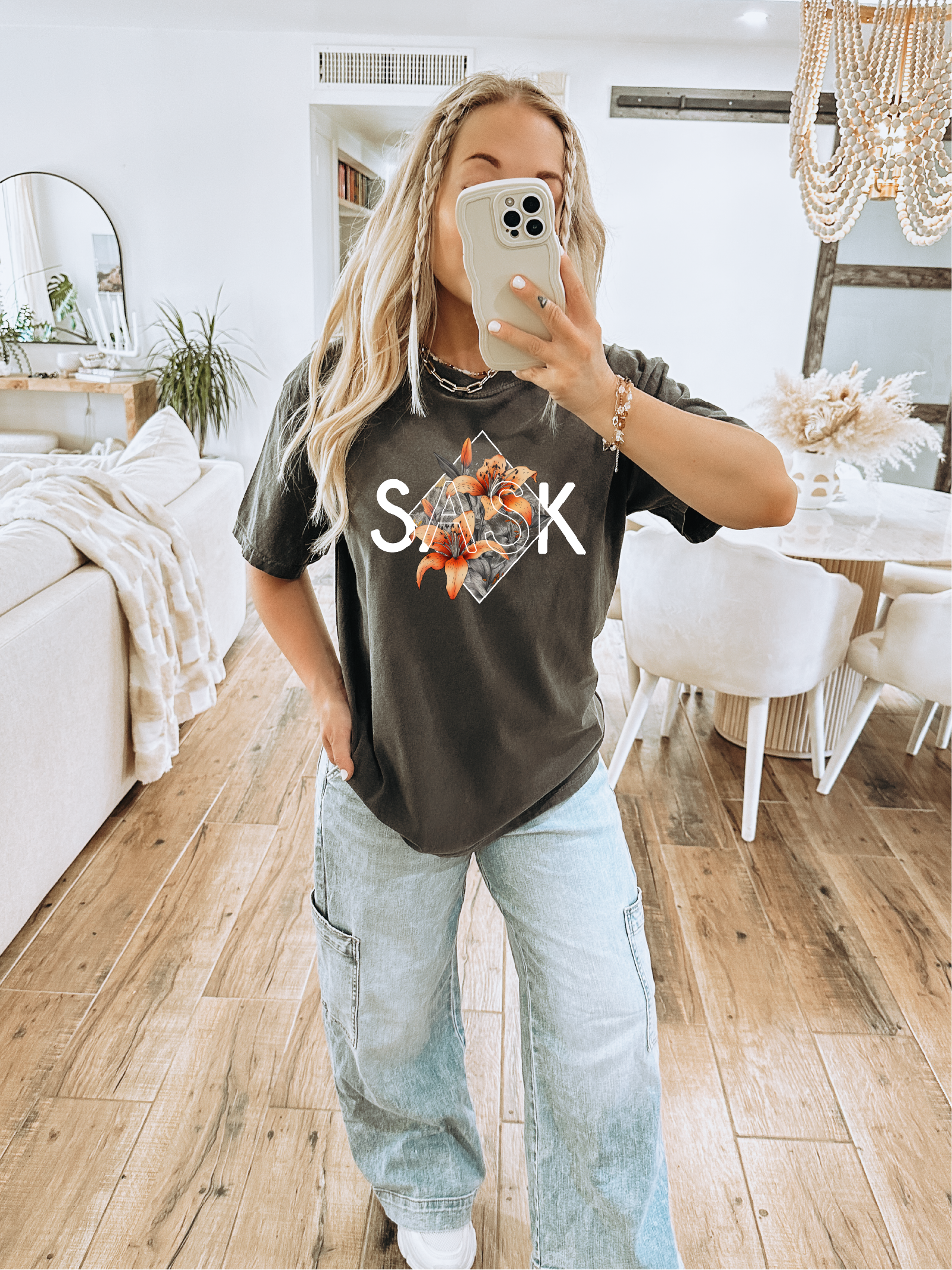 Pepper Grey  SASK Diamond Shirt | Saskatchewan Apparel for wholesale on Faire2