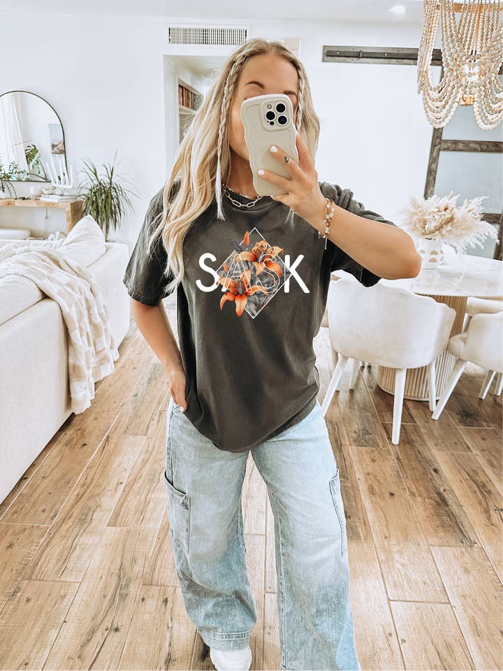 Pepper Grey SASK Diamond Shirt | Saskatchewan Apparel for wholesale on Faire2