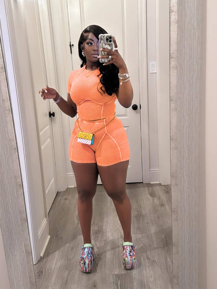 MB Fashion Wholesale - Wholesale Top & Short Set (NOT Loungewear) - Women's - MB FASHION WASHED RIBBED HIGH QUALITY SHORTS 2 PCS SET 4020LY24