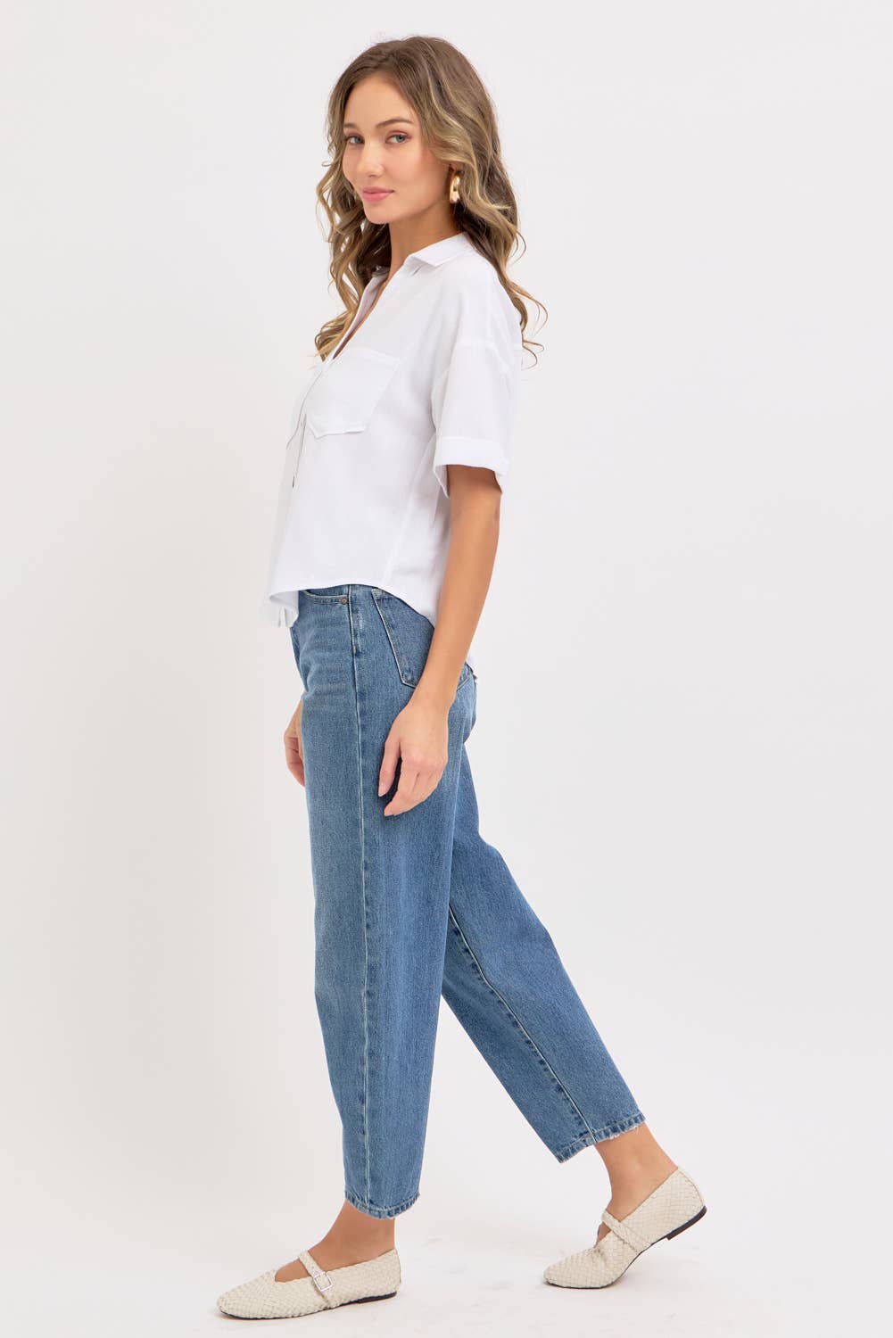 Sweet Lovely by Jen - Wholesale Button Down Shirt - Women's - LINEN BLEND BUTTON DWON CASUAL SHIRT27