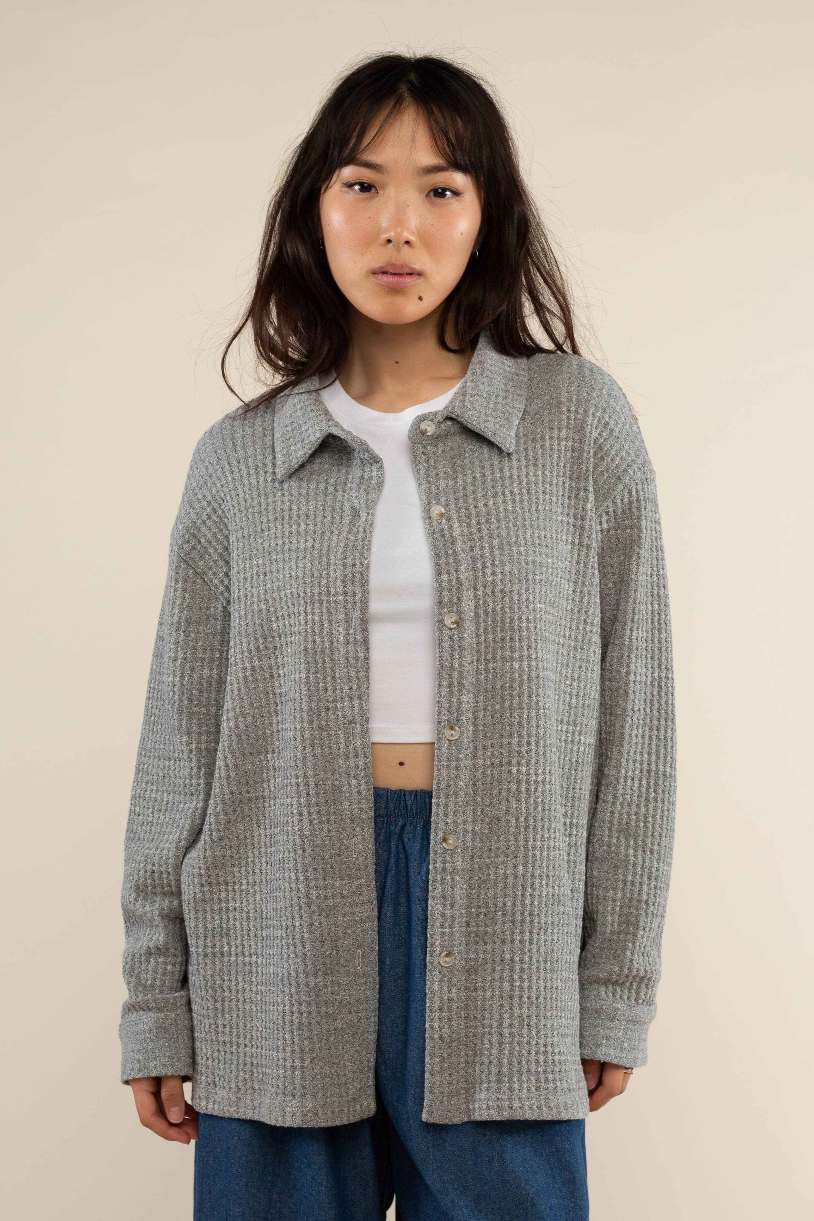 H Grey Shore Deadstock Waffle Button Down Shirt for wholesale on Faire2