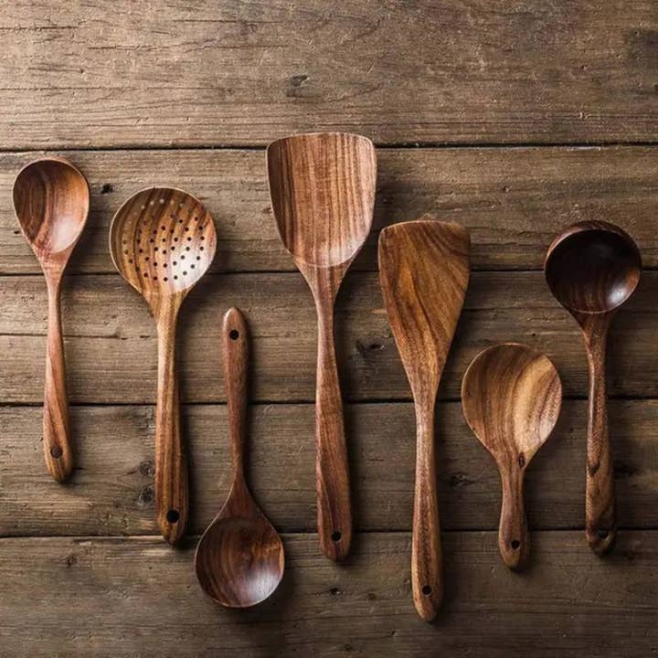 Kiyo Home - Wholesale Kitchen Utensil Set - 7-Piece Wooden Cooking Set | Kitchen Utensils | Eco Cookware7