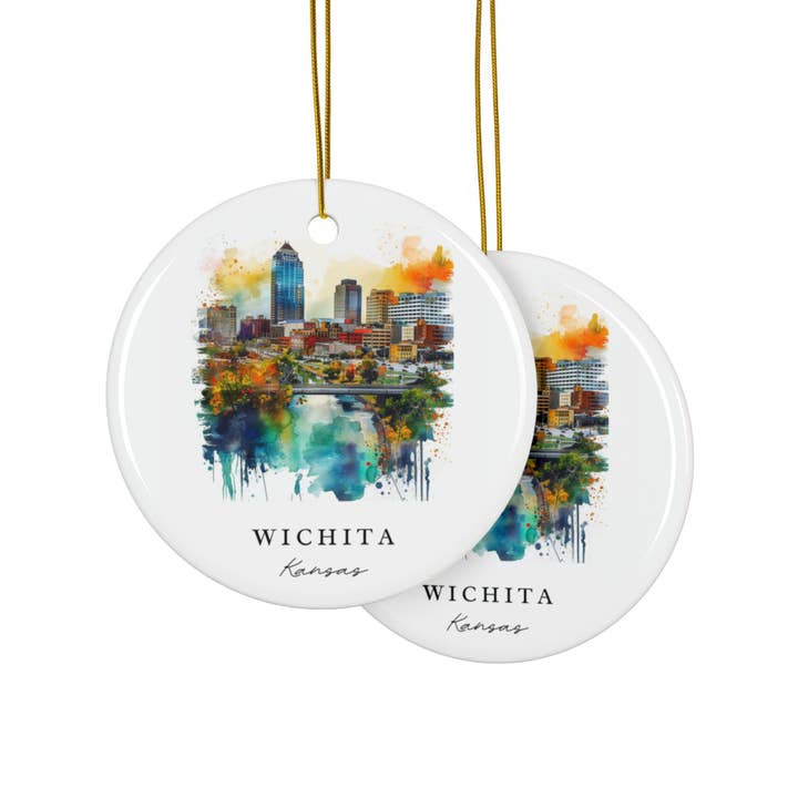 Premium Travel Art - Wholesale Ornament - Wichita KS Ornament | Ceramic | Matte Finish3