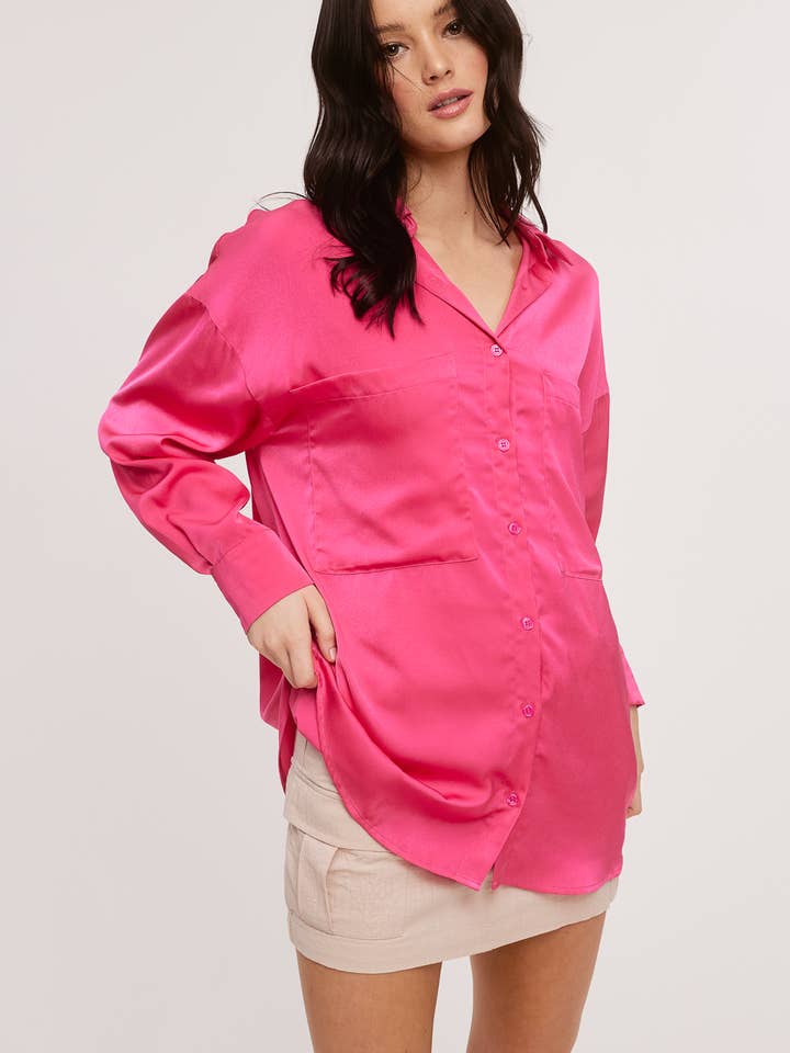 Satin overdimensioneret skjorte for engroshandel hos Ultramarine