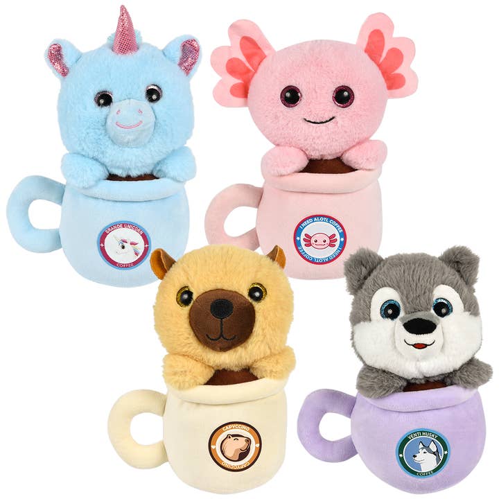 The Toy Network - Wholesale Stuffed/Plush Toy - Kids & Baby - 8" COFFEE CUP ANIMALS4