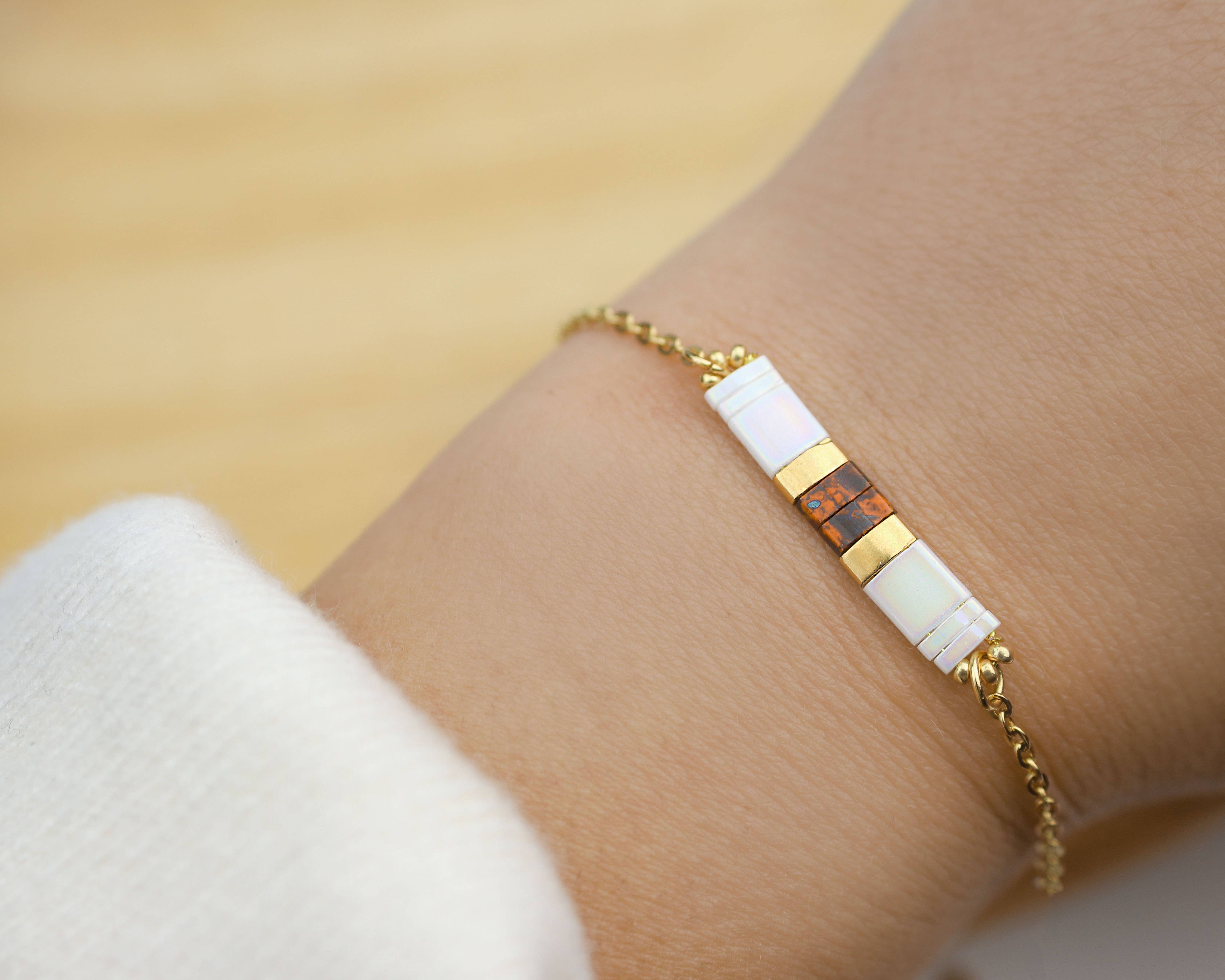 Minalis - Vendita all'ingrosso Bracciale con perline - Bracciale colorato con perline Miyuki giapponesi in acciaio inox dorato2