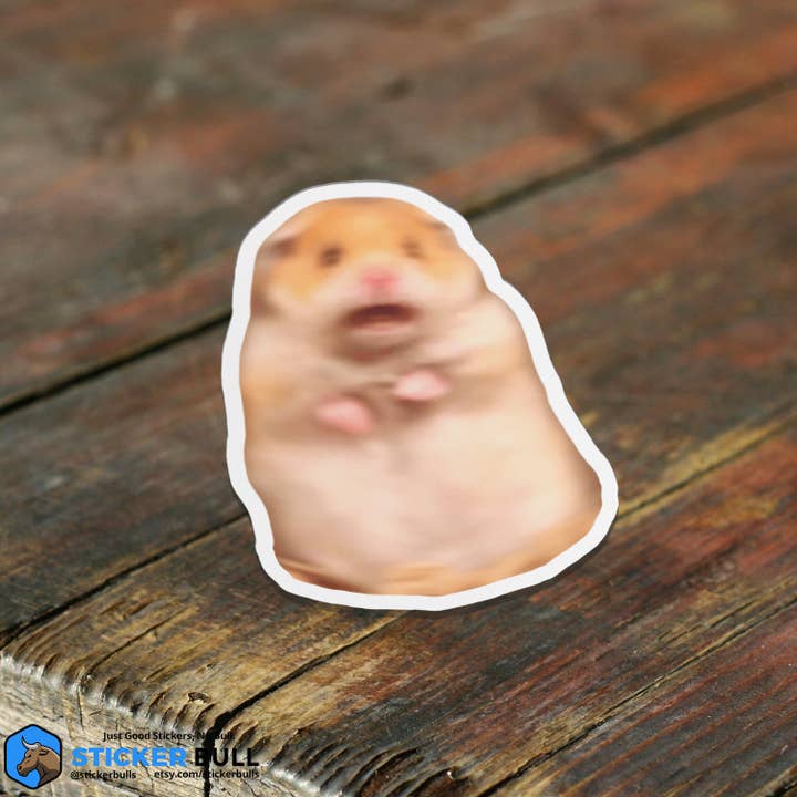 Sticker Bull - Wholesale Sticker - Scared Hamster Funny Meme Sticker, Waterproof Vinyl Sticker1