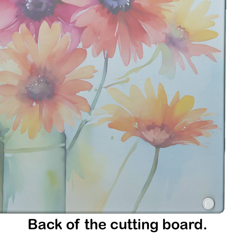 Caroline's Treasures - Wholesale Cutting Board - Gerbera Daisies in Watercolor Glass Cutting Board Large3