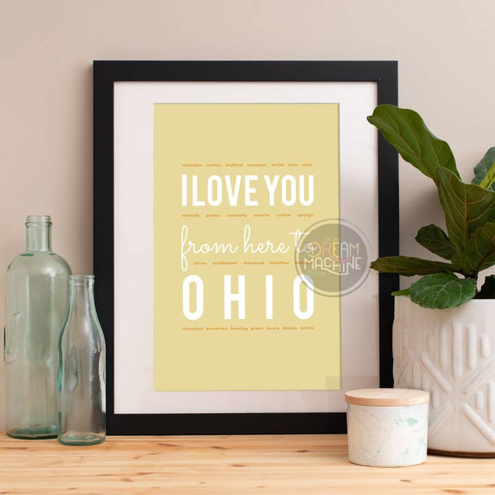 Jeg elsker dig herfra til Ohio, Ohio Print, Ohio Skyline, Ohio Art, Ohio plakat, Ohio akvarel, Ohio kunsttryk IloveYouFrom35 for engroshandel hos DreamMachine Prints