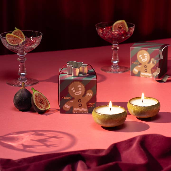 Sparkle Season: Gingerbread Tea Lights (Box of 2) - Gingerbread for wholesale by Zesty Lemons
