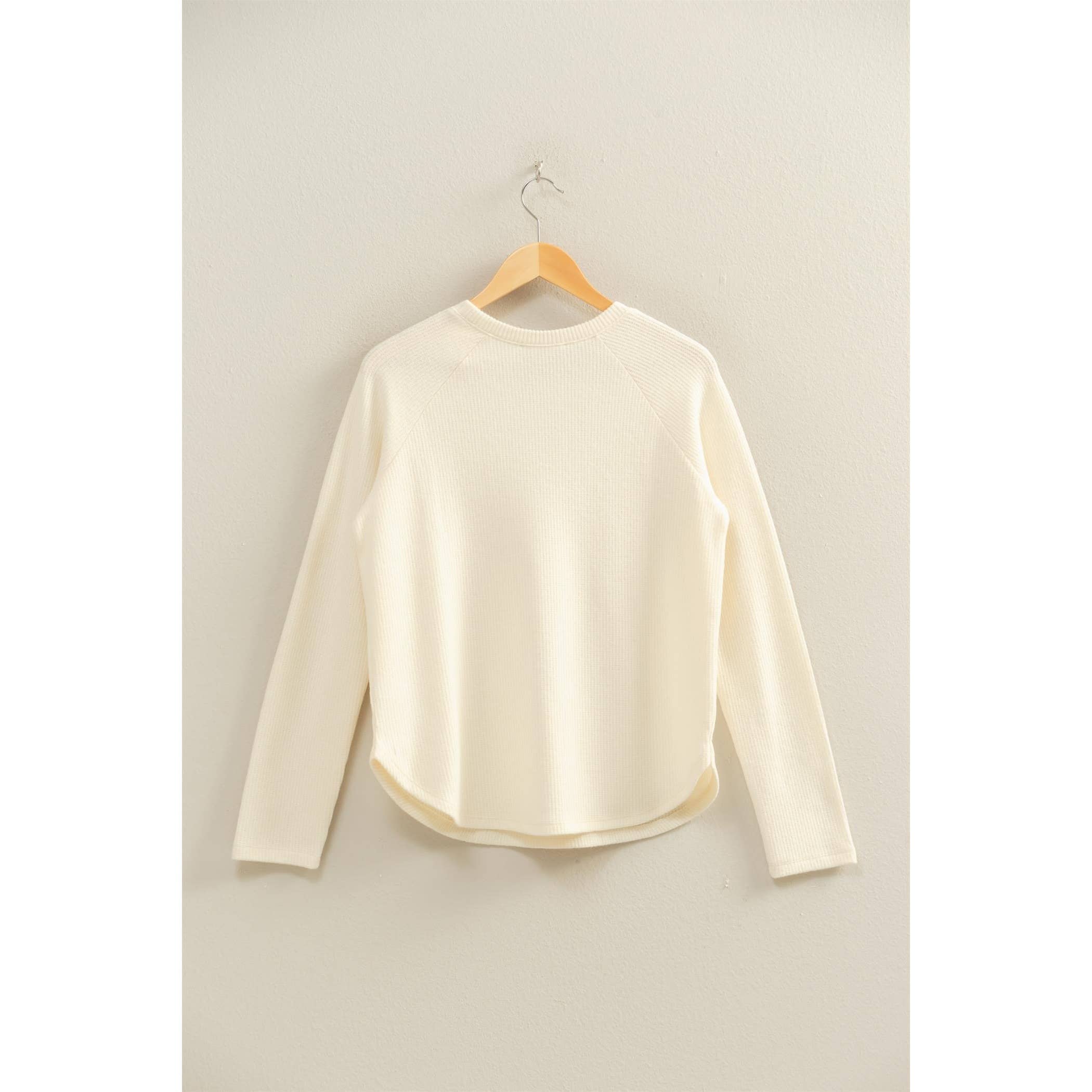 Double Zero - Wholesale Shirt - Women's - Brushed Waffle Raglan Long Sleeve Casual Top4