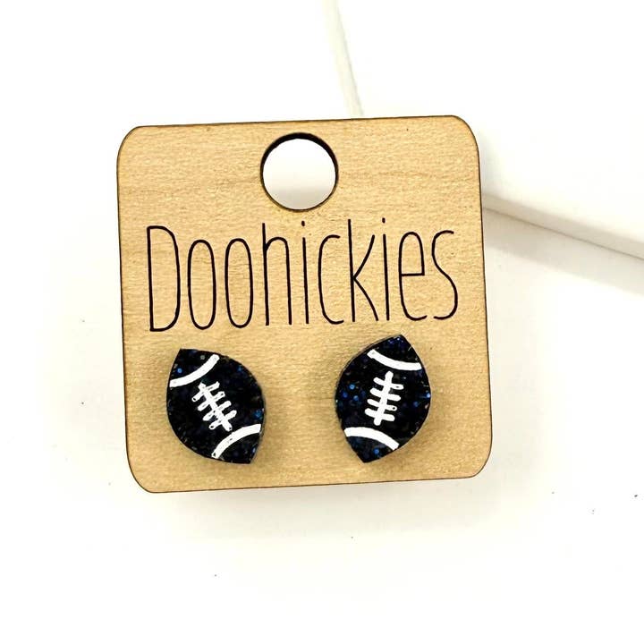 Doohickies - Wholesale Stud/Post Earrings - School Spirit Glitter Football Studs - Custom Spirit Earrings - 9 Color Options4