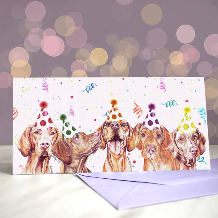 Tarjeta de felicitación Viva Las Vizslas para venta al por mayor de Amber Marie Studio