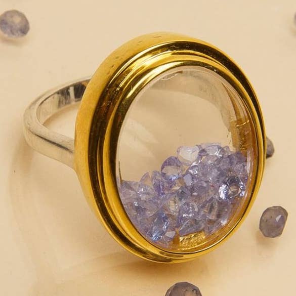 KRYSTAL OVAL TANZANIT RING for engroshandel hos Une A Une