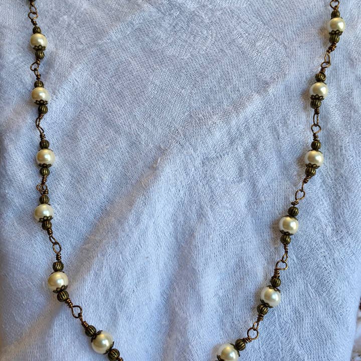 Antique Japanese Acrylic Pearl Long Necklace Vintage for wholesale by The Atlas Rose And Key
