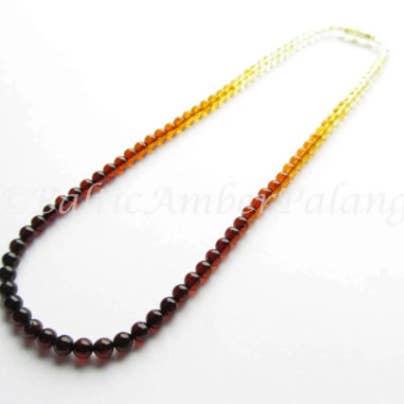 Baltic Amber Necklace, Rainbow Color Round Shape Beads 1 for wholesale by Baltic Amber Palanga