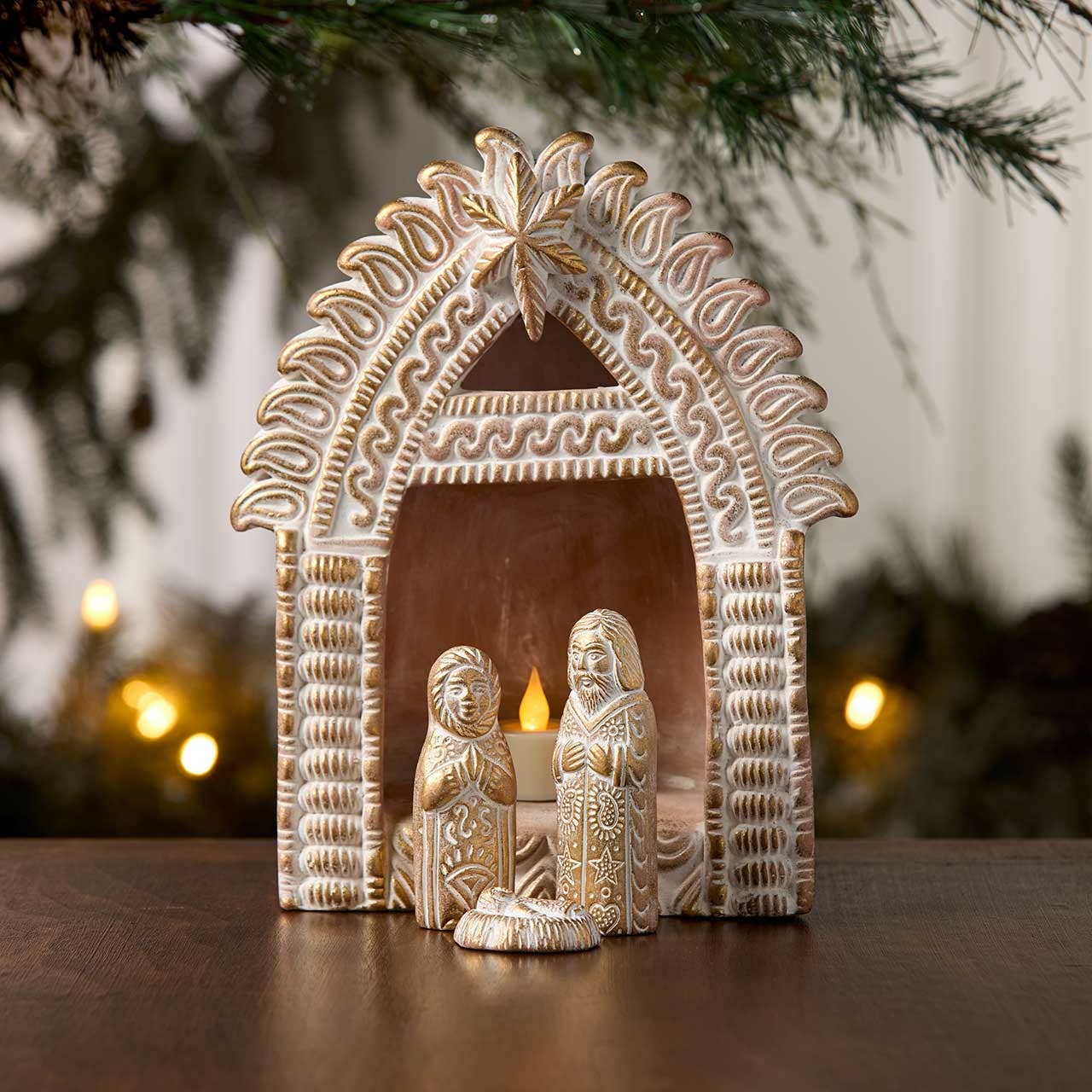 SERRV International - Wholesale Nativity Scene Decor - Gilded Terracotta Christmas Nativity1