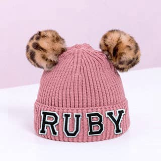 Kids Custom Pom Pom Beanie- Pink for wholesale by PATCHYTIGER