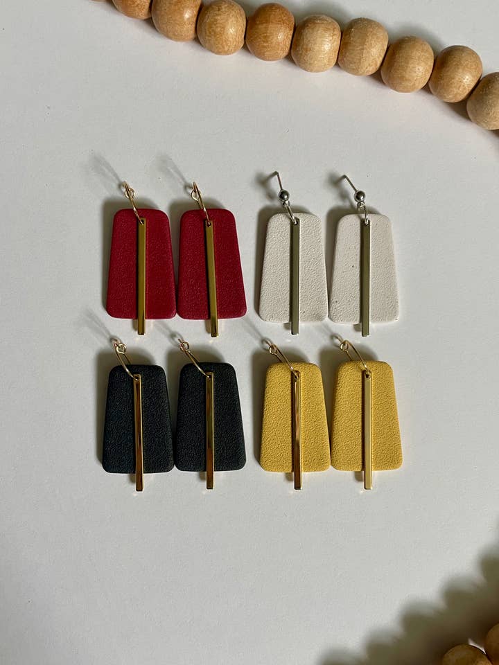 Trapezoid dangle + metal accent bar for wholesale by Dangles by Angles