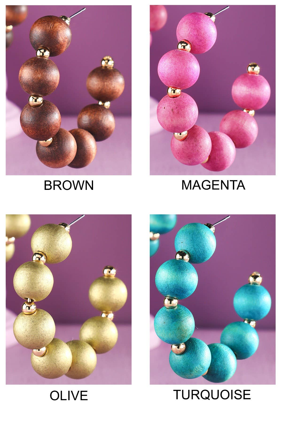 Urbanista - Wholesale Hoop Earrings - Beaded Open Hoop Earrings2