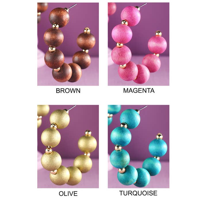 Urbanista - Wholesale Hoop Earrings - Beaded Open Hoop Earrings2