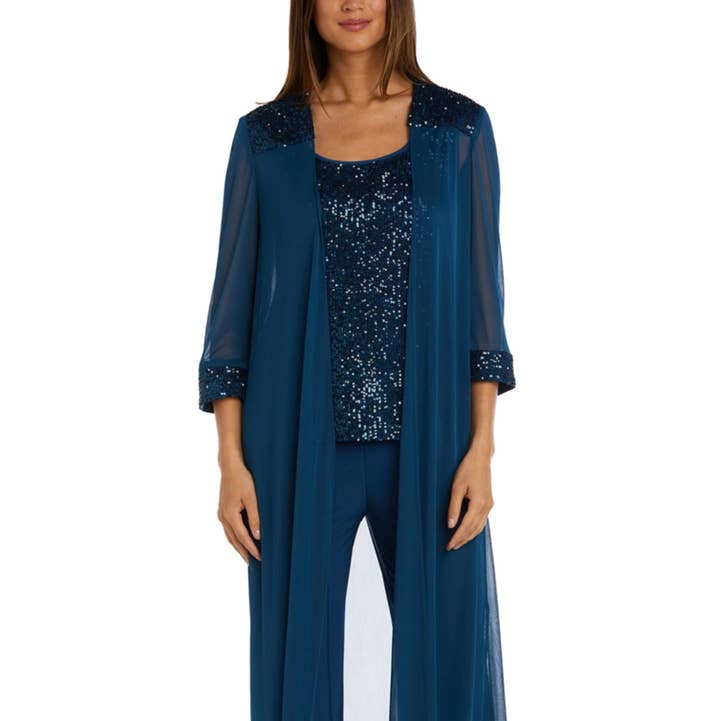 RM Richards Sequined Formal 3-Piece Pants Suit for wholesale by New Yorker's Apparel