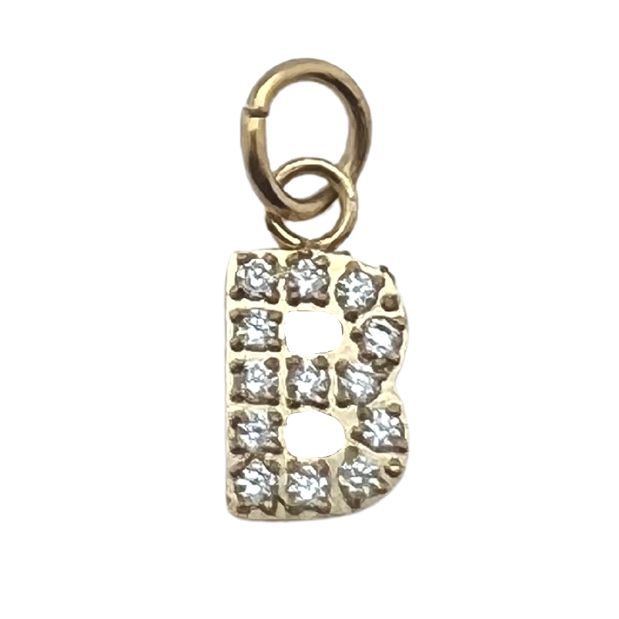 WJW – wholesale Individual charm/pendant – Gold Pavé Set CZ Initial Letter Charms8