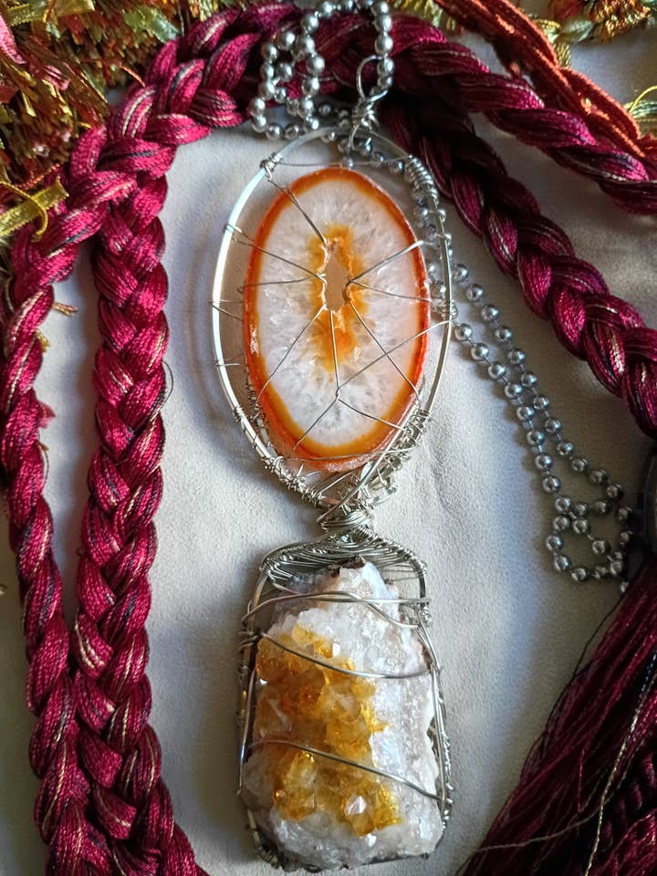 Solar Gate Talisman - Wire Wrapped Agate Relic Pendant
for wholesale by Norahz Boutique