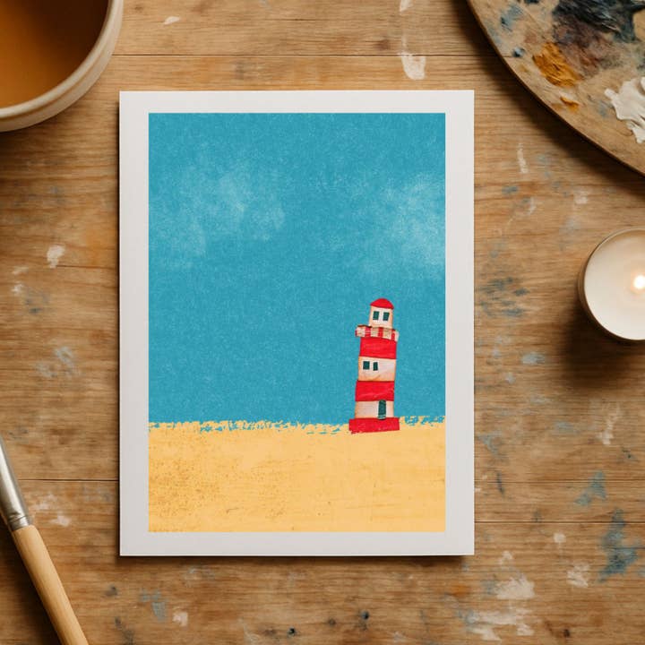 Biglietti di Auguri con Faro, Confezione da 10 per la vendita all'ingrosso da parte di Kin Press Cards