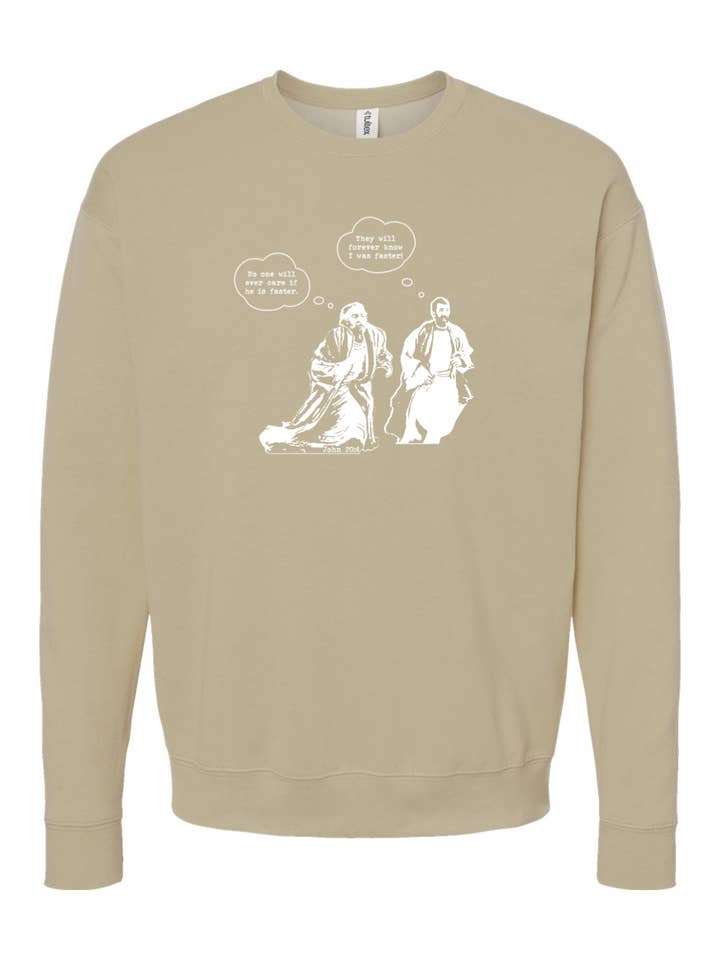 John Runs John 20:4 - Crewneck Sweatshirt for wholesale by Sock Religious