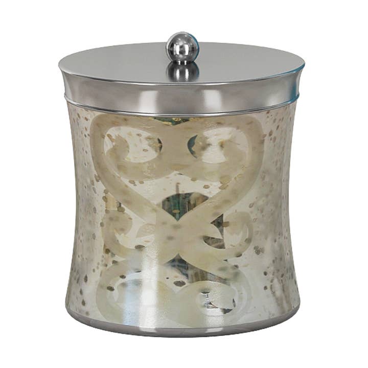 Mercury Glass Stainless Steel & Glass Cotton Jar for wholesale by nu steel