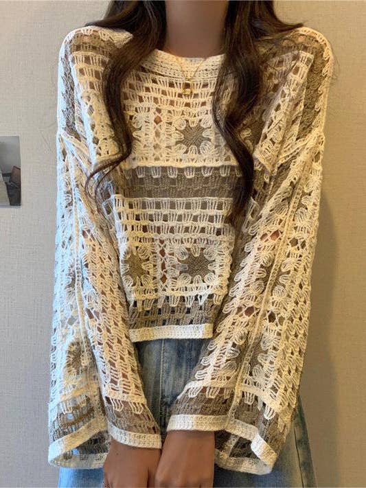 DE VAVE - Wholesale Knit Top - Women's - Eyelet knit Top