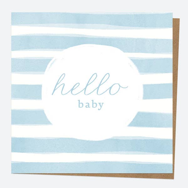 Dotty About Paper – wholesale Baby card – New Baby Card - Watercolour Stripes - Blue1
