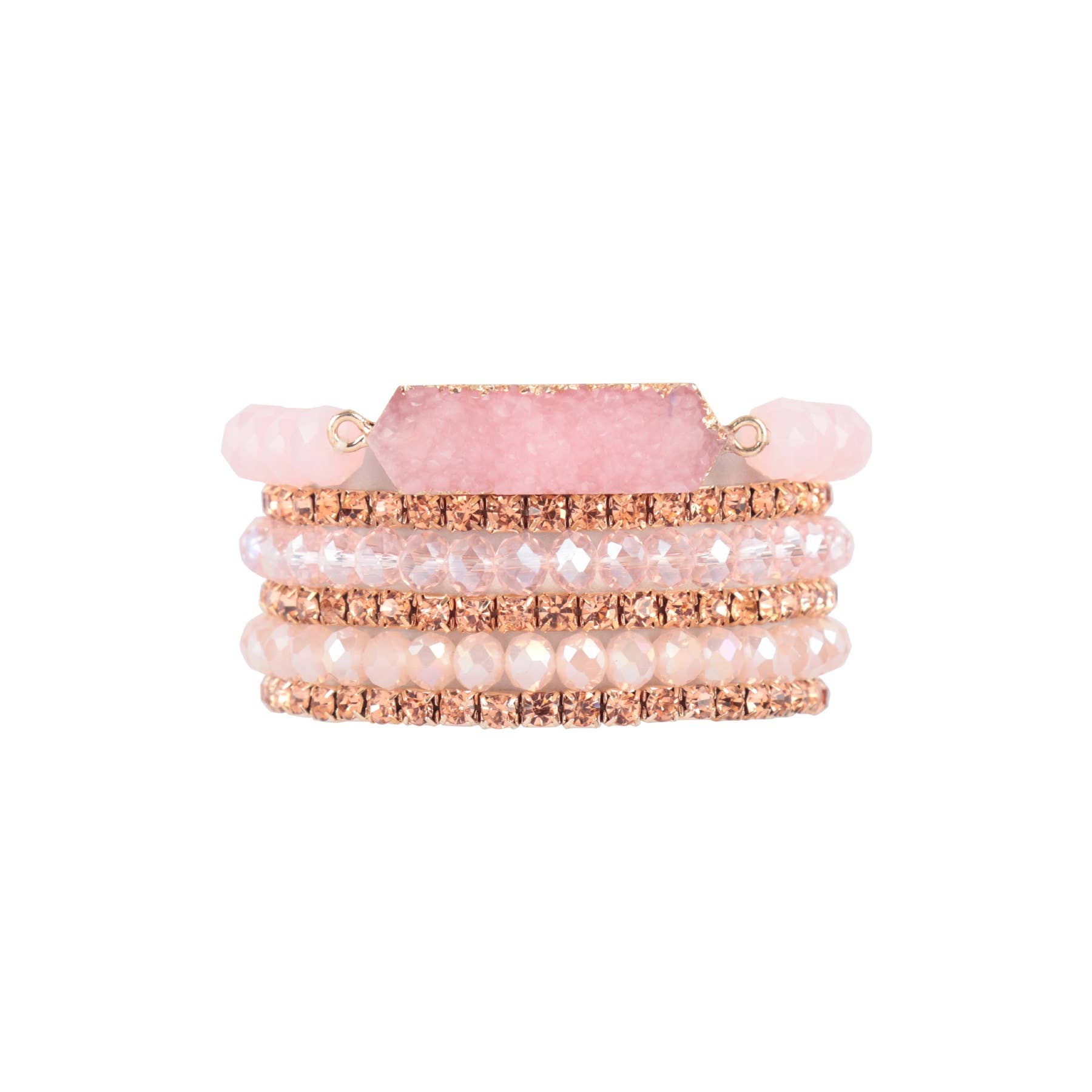 MYS Wholesale Inc - Wholesale Jewelry Set - Druzy Rhinestone Rondelle Beads Mix Stackable Bracelet Set0