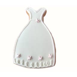 Robe de mariée blanche à fleurs roses pour la vente par The Frosted Baker