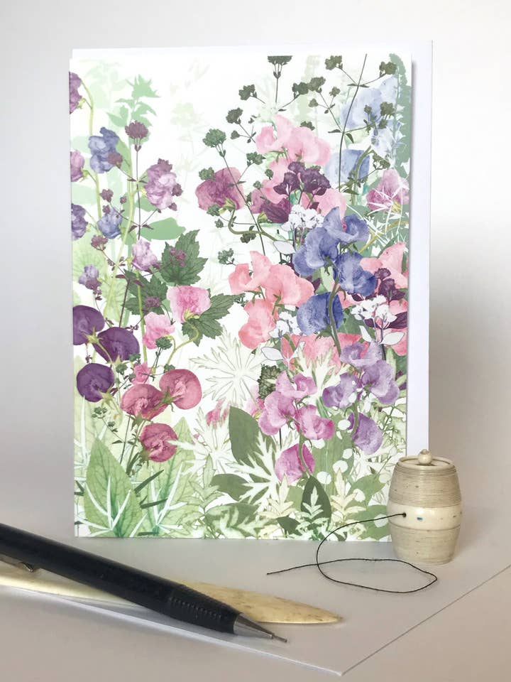 Biglietto d'auguri con piselli dolci per la vendita all'ingrosso da parte di Amanda Ross