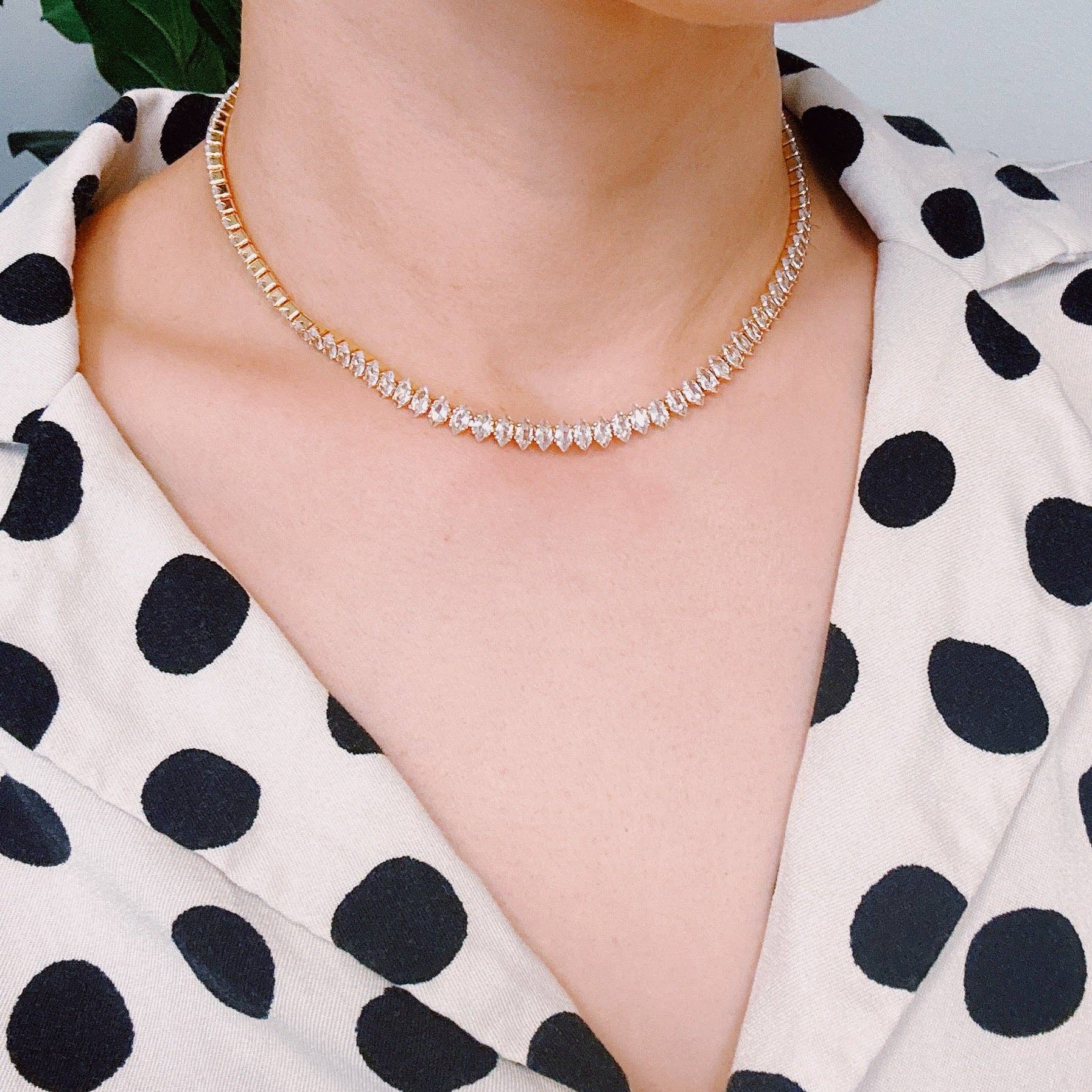 Ellison+Young - Wholesale Link & Chain Necklace - Marquise Cut Sparkle Tennis Necklace2