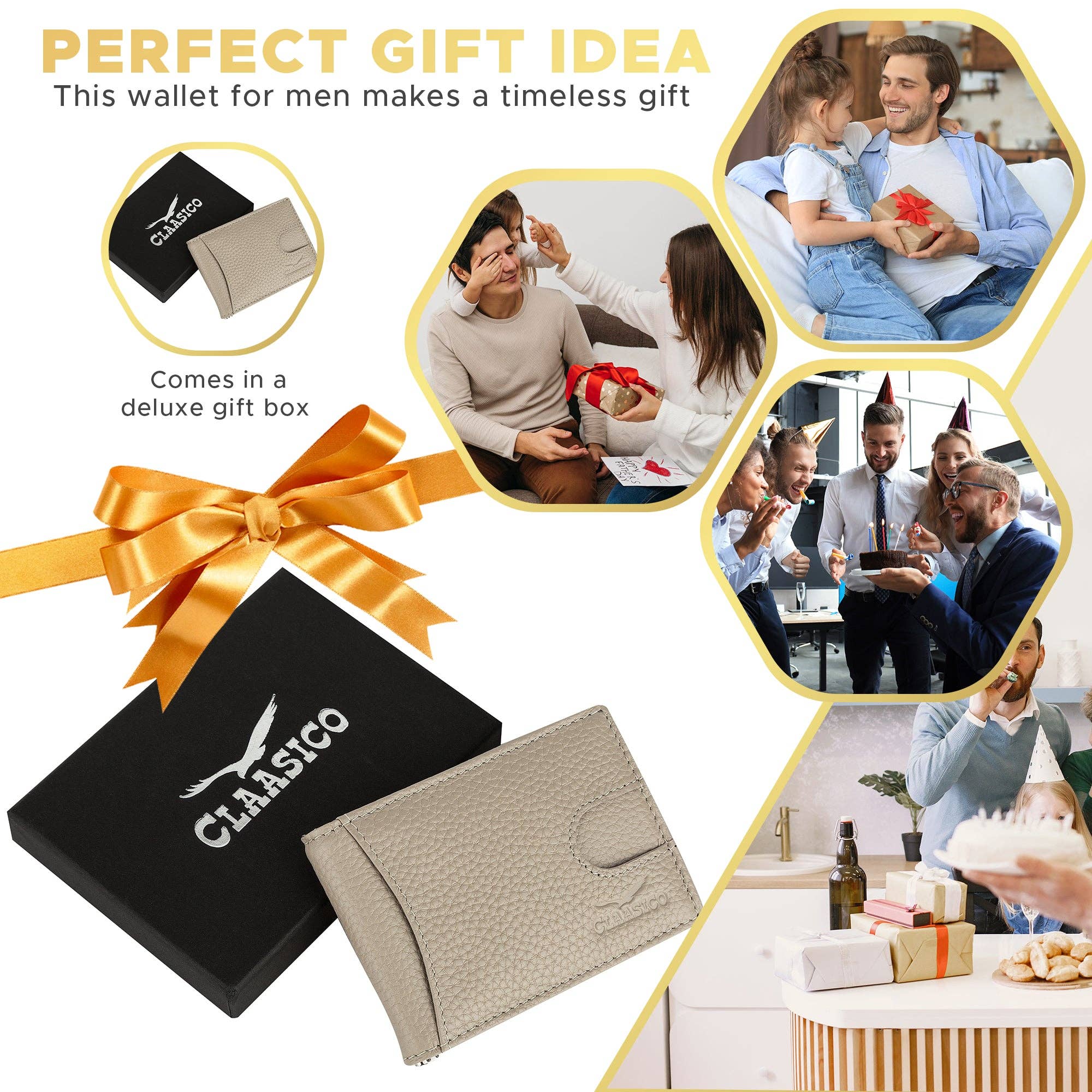 Claasico - Wholesale Wallet - Men's - Small bifold leather money clip wallet with pull strap33