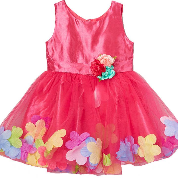 Robe en soie rose vif pétale pour la vente par Wenchoice