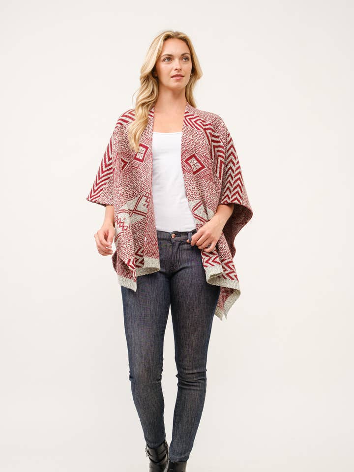 Raj Trading & Imports (USA) Inc. - Wholesale Poncho – Women's - Lori Aztec Print Wrap Ruana6