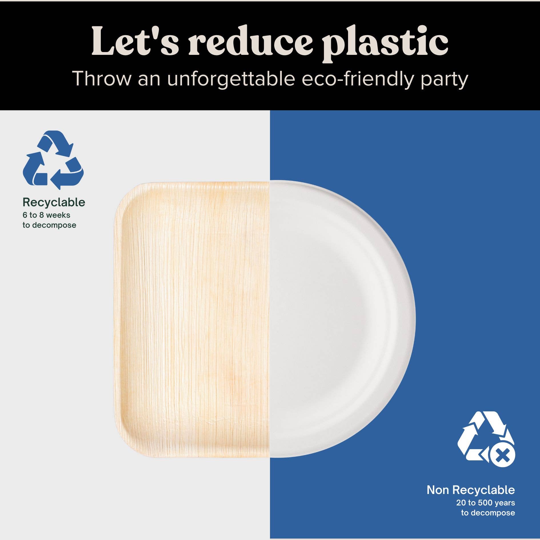 LuxeDesigns Co LLC - Wholesale Disposable Plate - LuxeDesigns Disposable 8" Palm Leaf Plate Set of 502