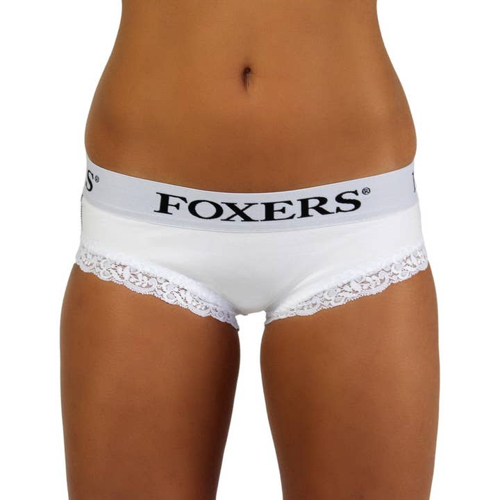 Weißer Junge Slip mit Logo-Band für den Großhandel von FOXERS