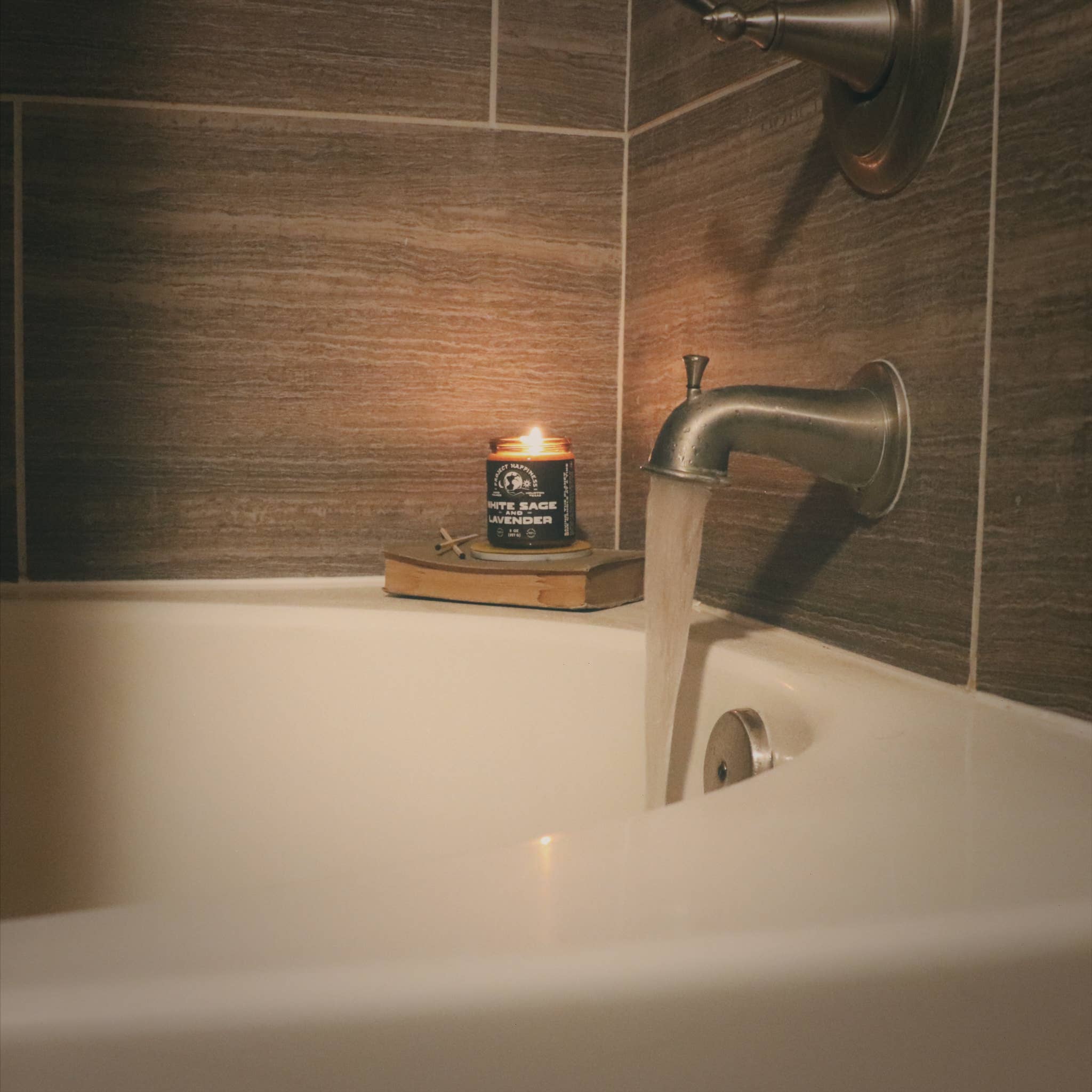 Project Happiness Candle Co. - Wholesale Jar/Filled Candle - White Sage and Lavender Soy Candle - 8oz2