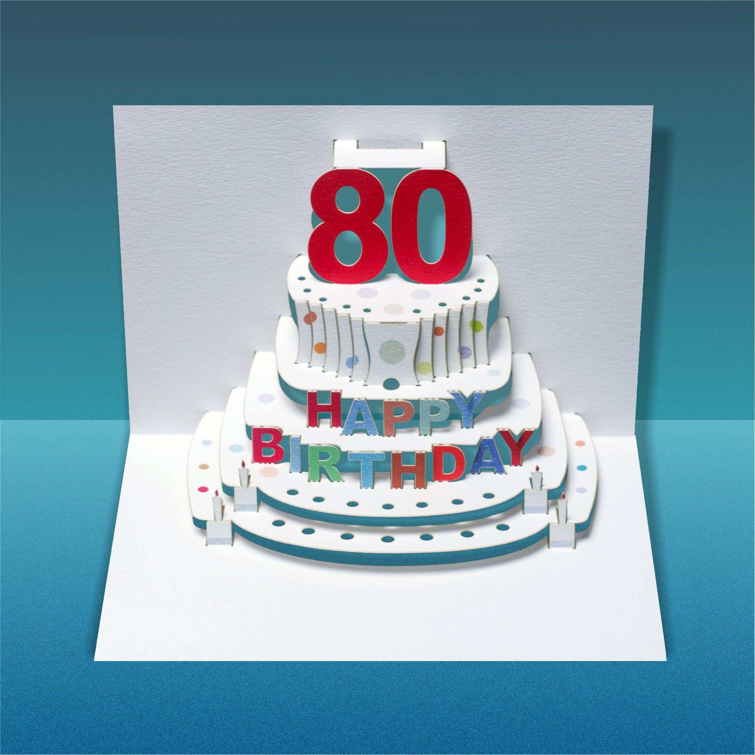 Forever Cards Ltd - Wholesale Birthday Card - 80TH Birthday Card, Pop Up Cake Design1