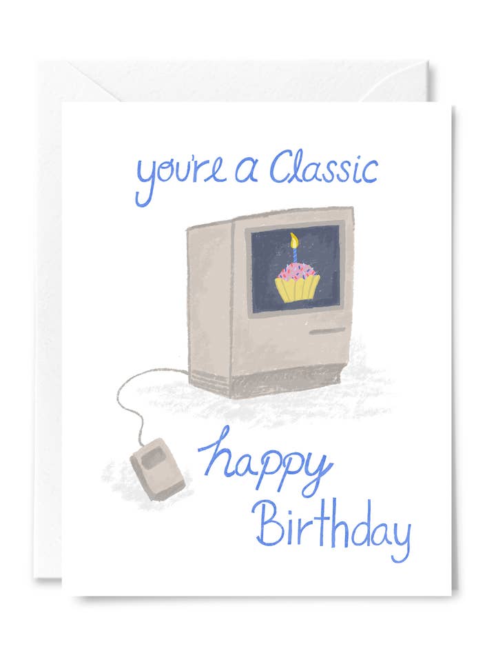 Biglietto di auguri di compleanno You're a Classic Computer per la vendita all'ingrosso da parte di Courtney Beyer Design